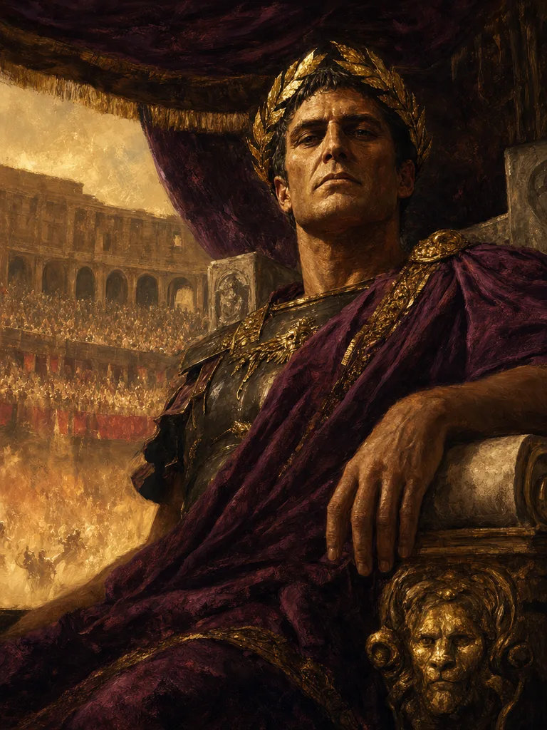 A Roman emperor on his throne above the arena